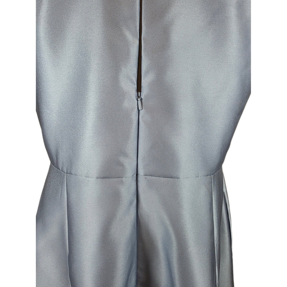 Alfred Sung Size 18 Cloudy Blue Satin High Neck Gown w/Pockets - Picture 8 of 12